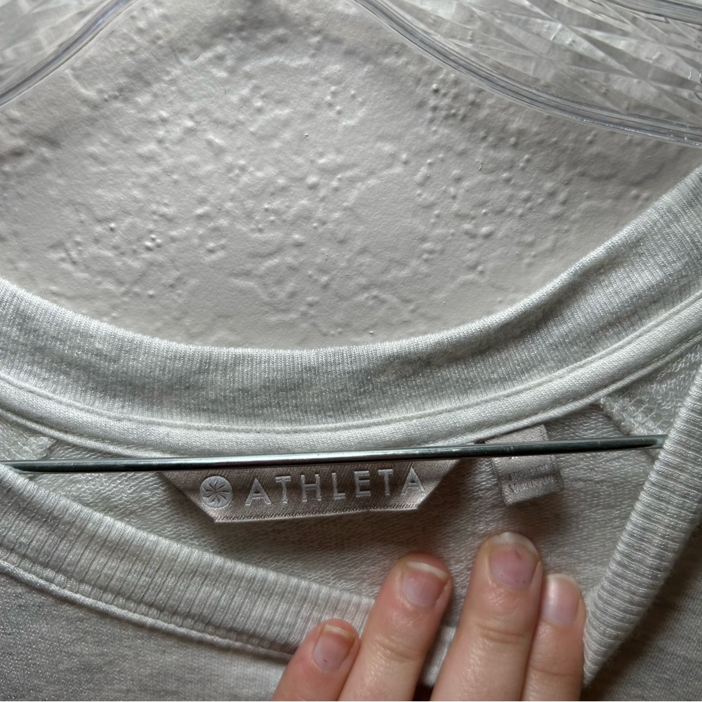 Athleta Light Gray Women's Sweatshirt crossover lounge workout layering minimal - Picture 2 of 7